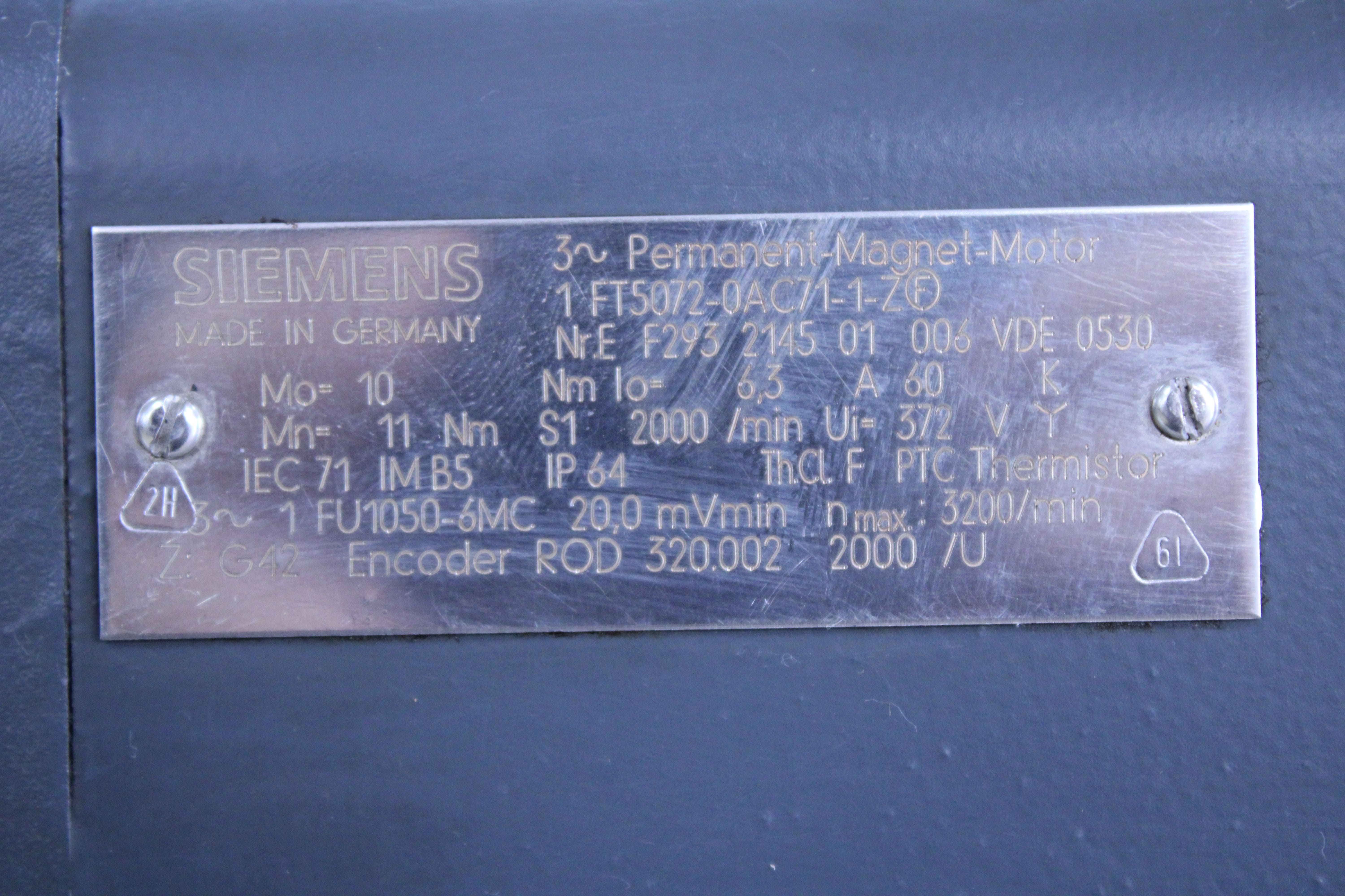 Servo Motor Siemens 1FT5072-0AC71-1-Z  - Vista Superior | Siemens 1FT5072-0AC71-1-Z