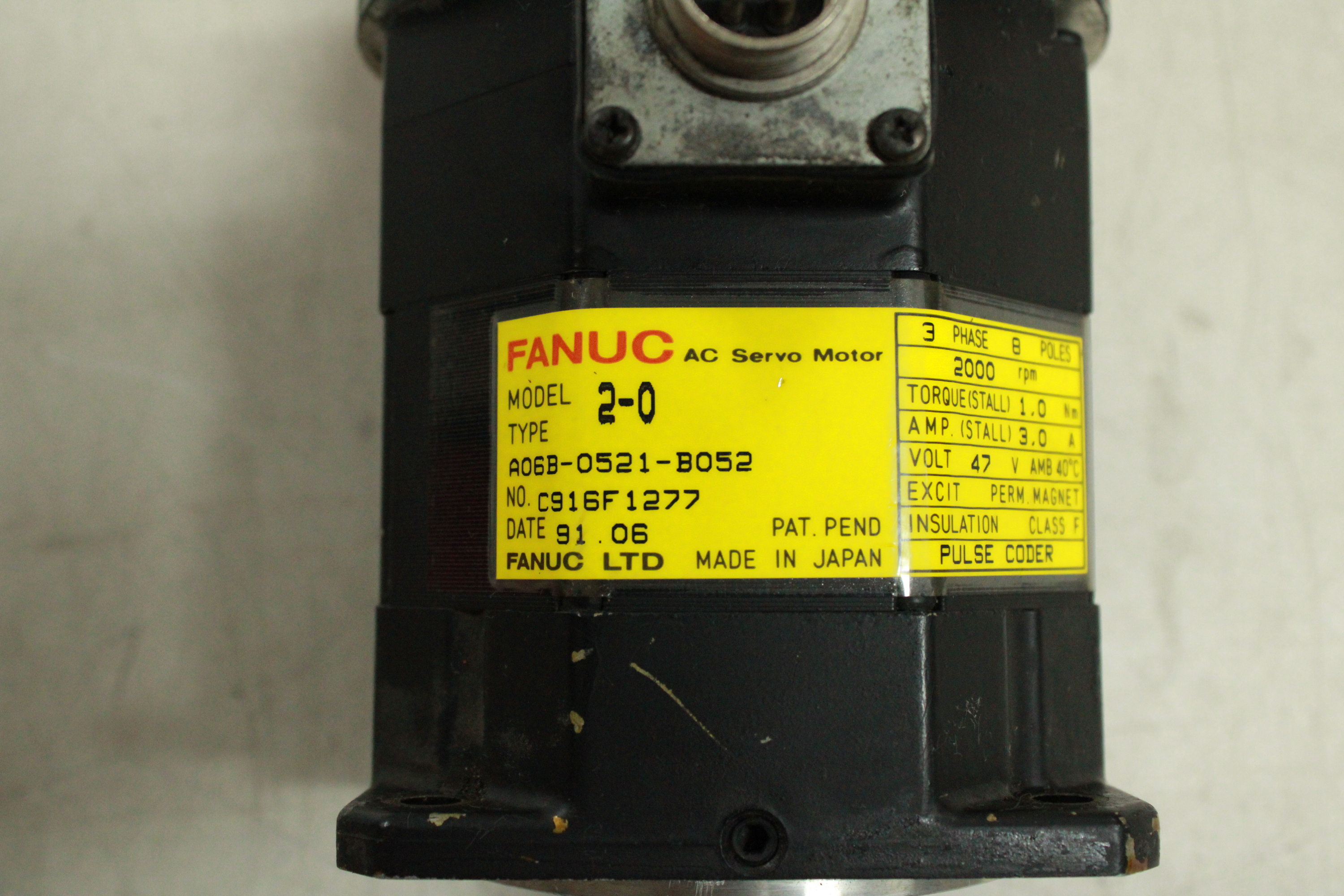 A06B-0521-B052 Servo Fanuc Servo Motor Model 2-0 2000PPR - Detalhes | Fanuc A06B-0521-B052
