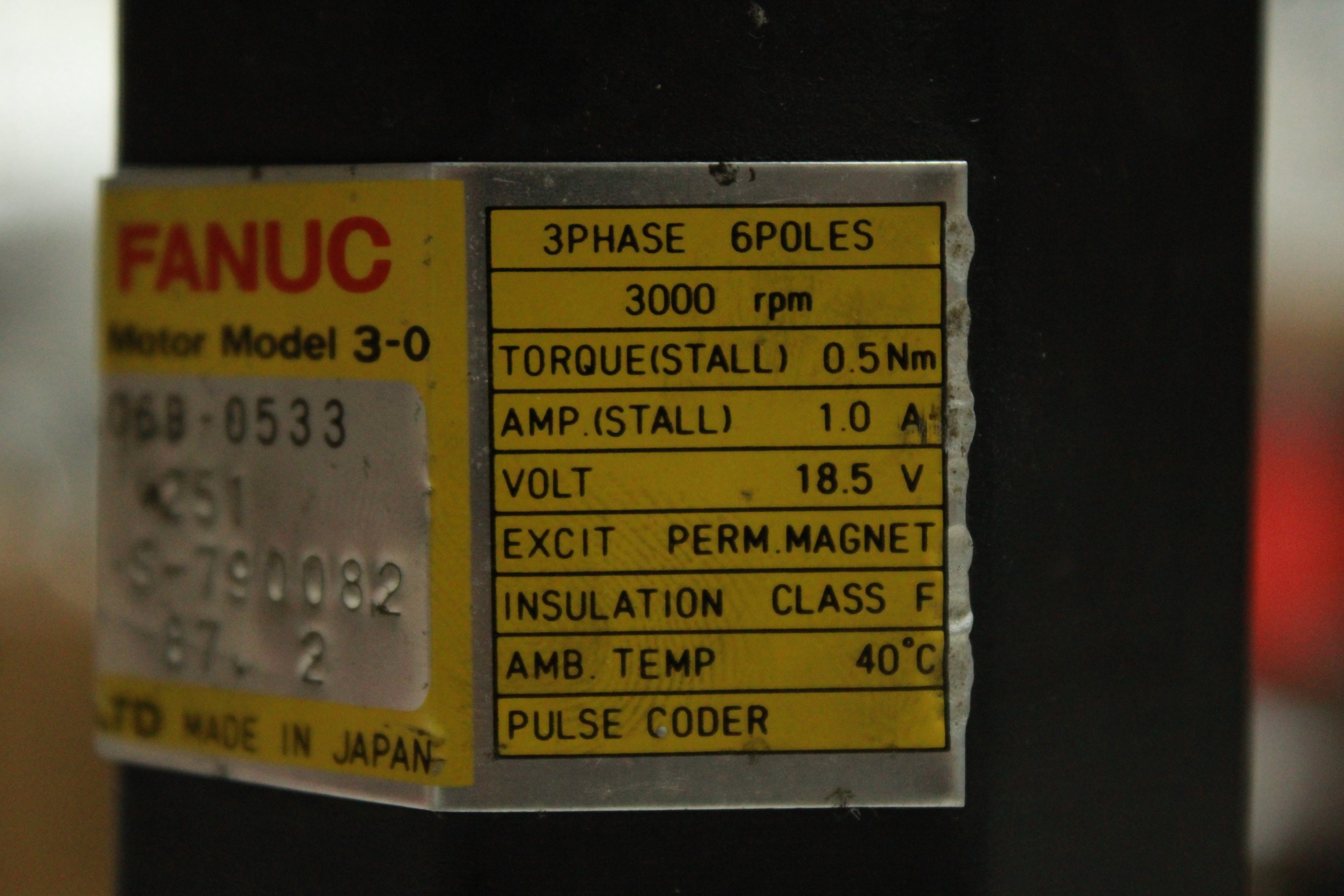 A06B-0533-B251 AC Motor Fanuc Model 3-0S - Detalhes | Fanuc A06B-0533-B251
