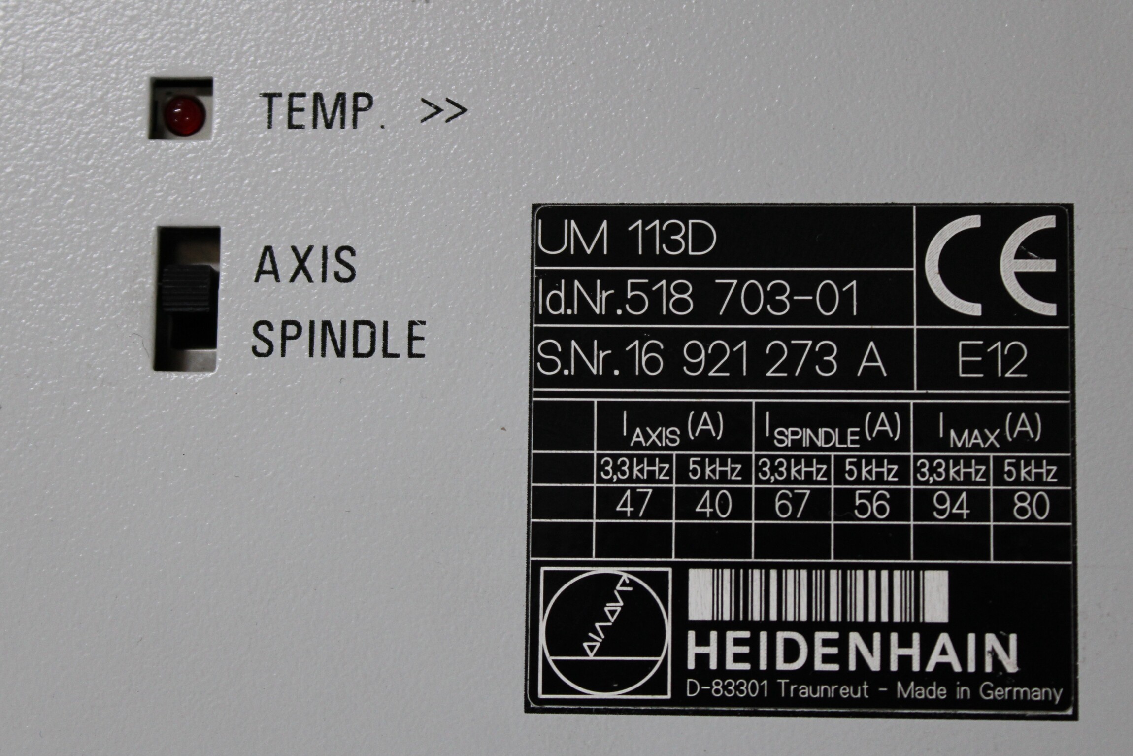 Servo Drive Heidenhain UM 113D - Detalhes | Heidenhain UM 113D - 667635-01