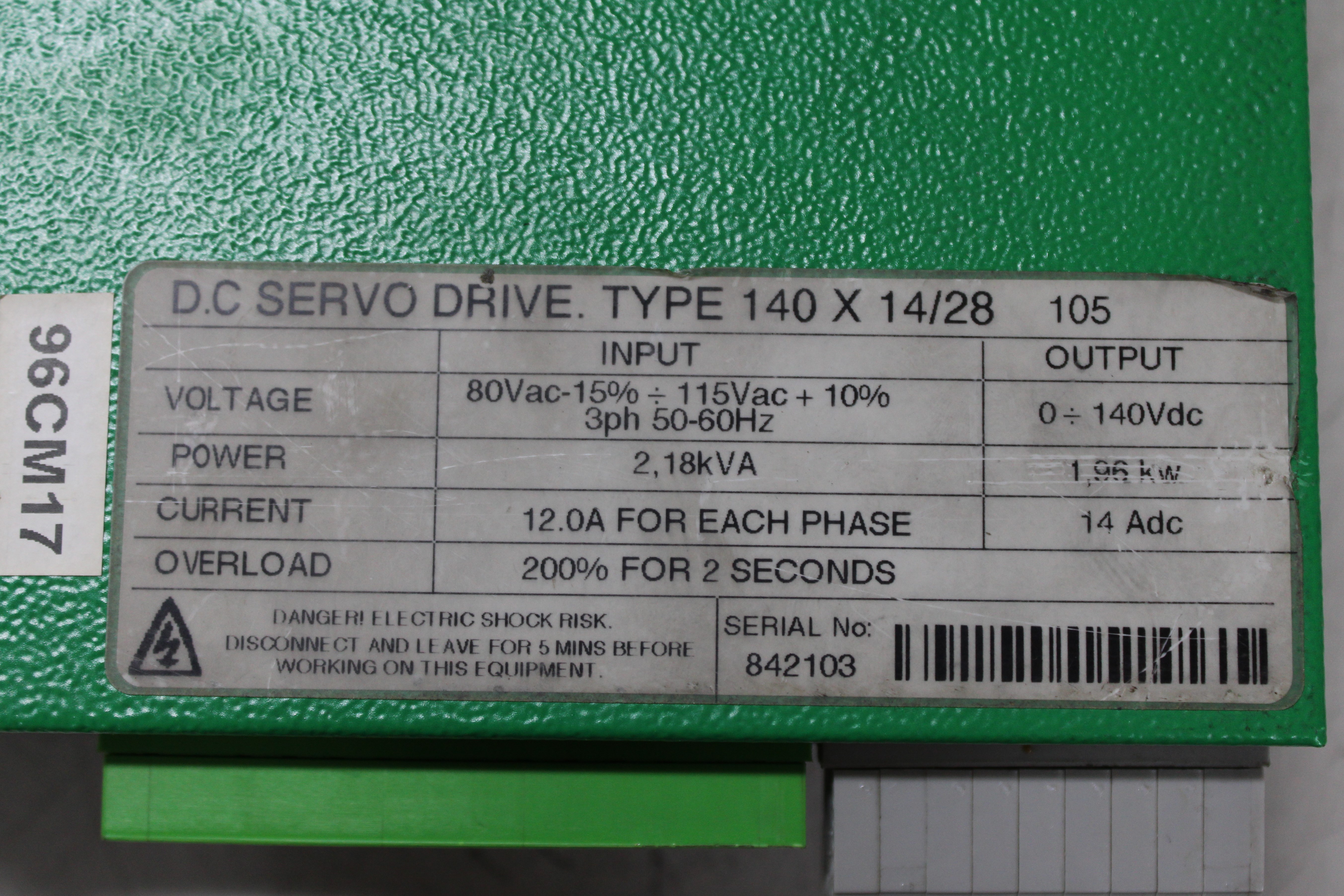 Variador de Servo DC - Etiqueta | Control Techniques DCD140X14/28