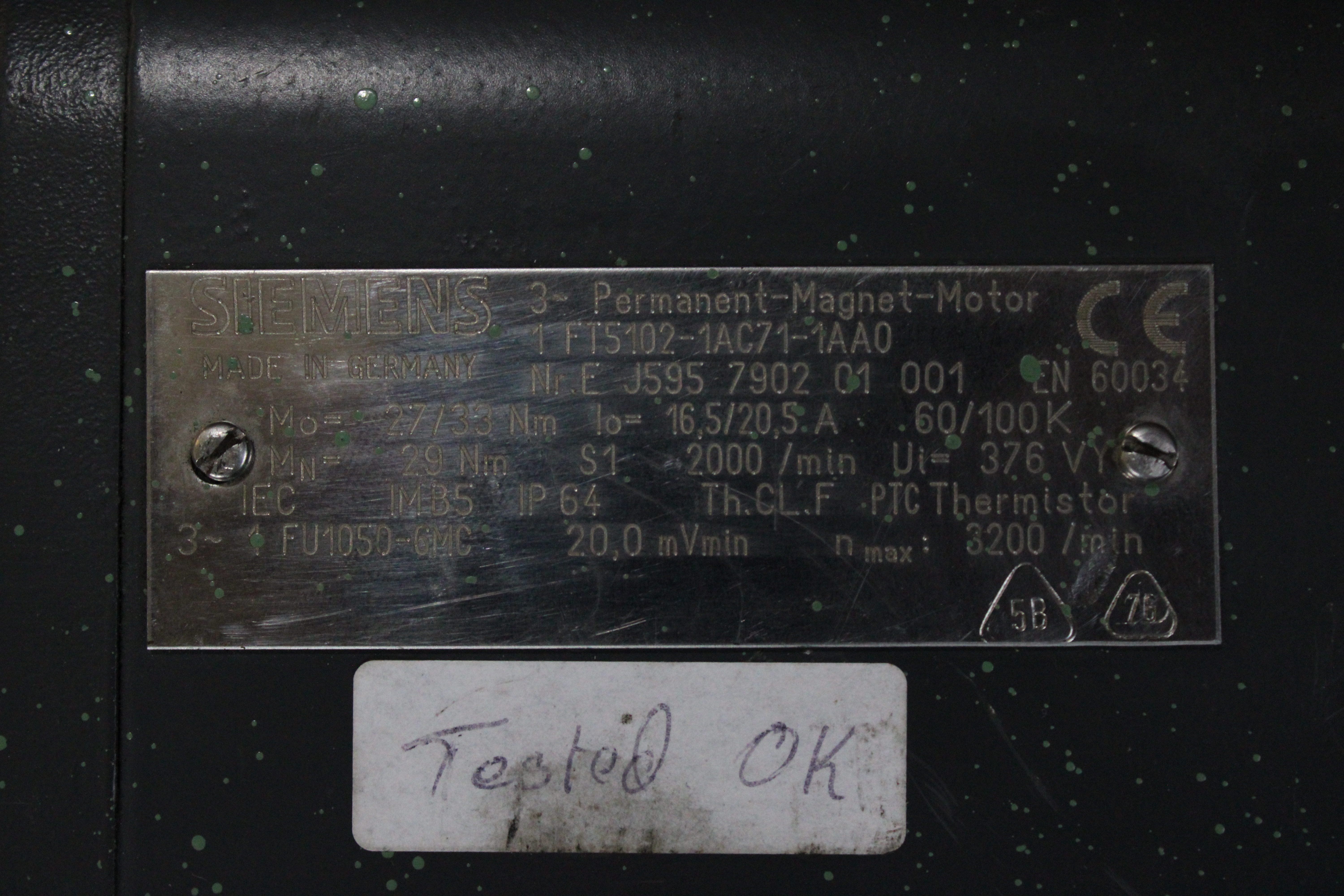 Servomotor Síncrono Siemens 1FT5102-1AC - Vista Lateral | Siemens  1 FT5102-1AC