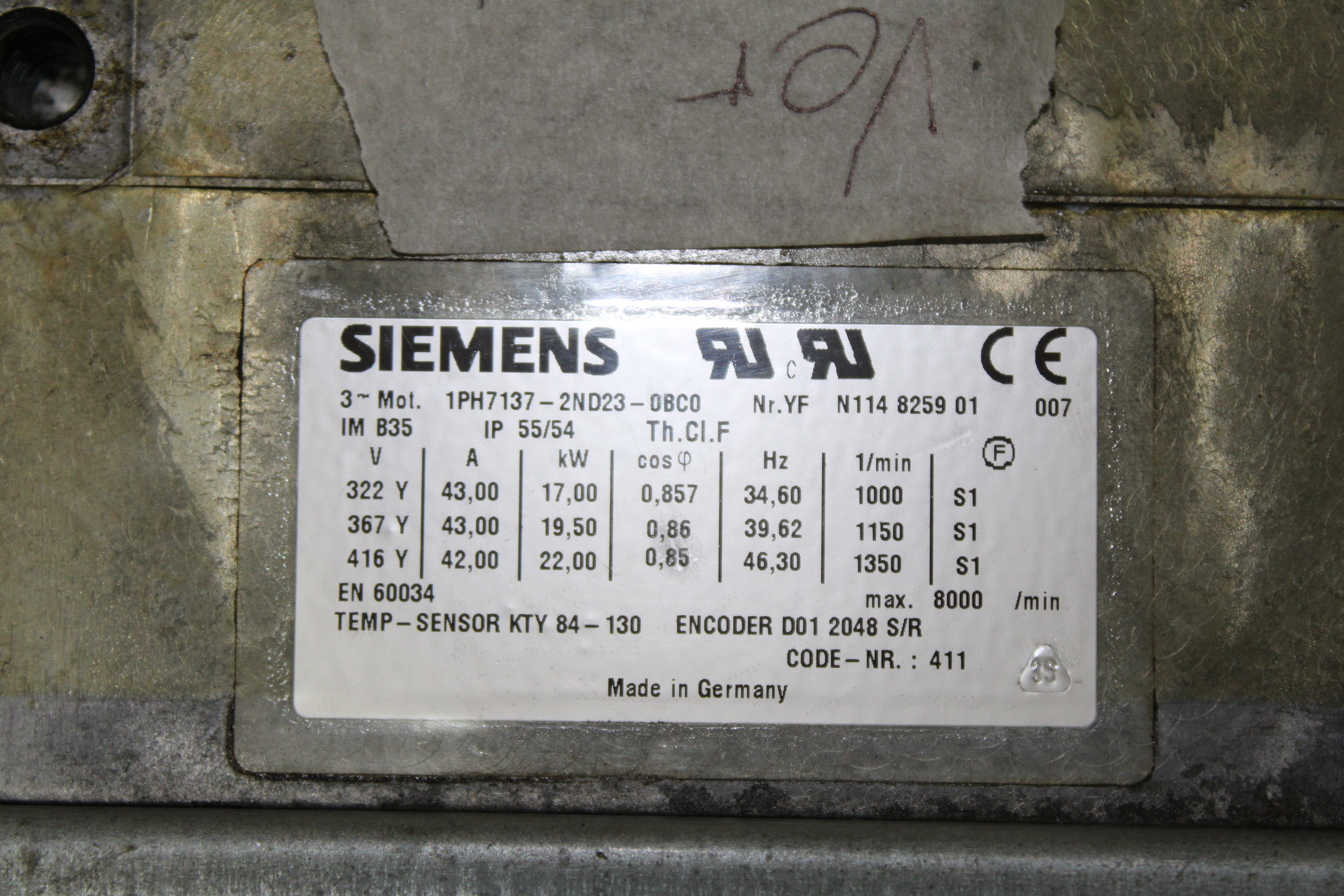 SIMOTICS M Compact Asynchronous Motor - Vista Traseira | Siemens 1PH7137-2ND23-0BC0