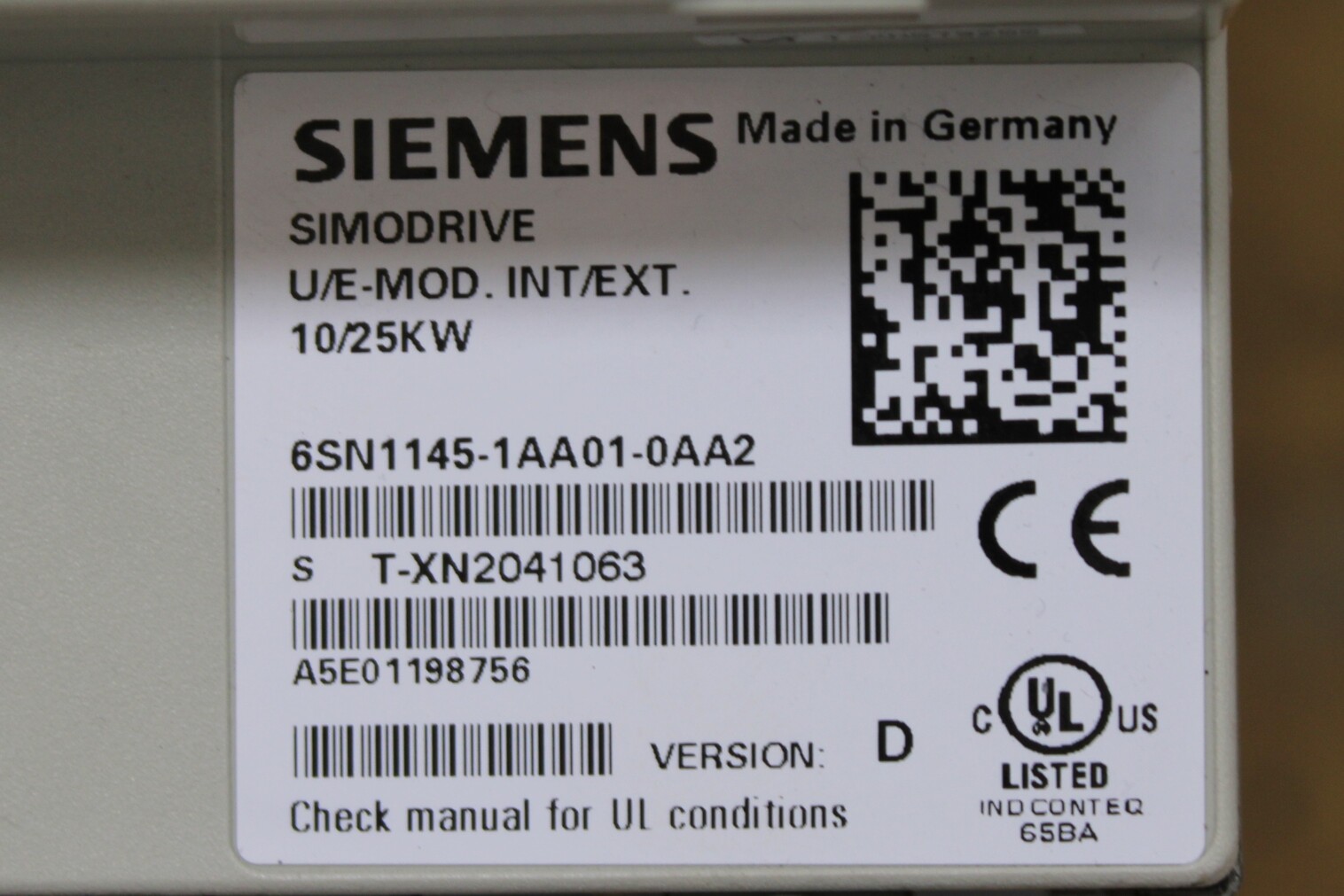 Siemens Simodrive UE-MOD INT/EXT. 10/25KW - Vista Lateral | Siemens 6SN1145-1AA01-0AA2