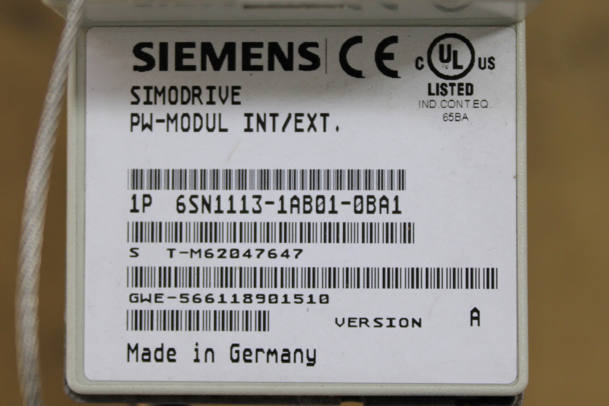Siemens Simodrive PW-MODUL INT/EXT - Detalhes | Siemens 6SN1113-1AB01-0BA1