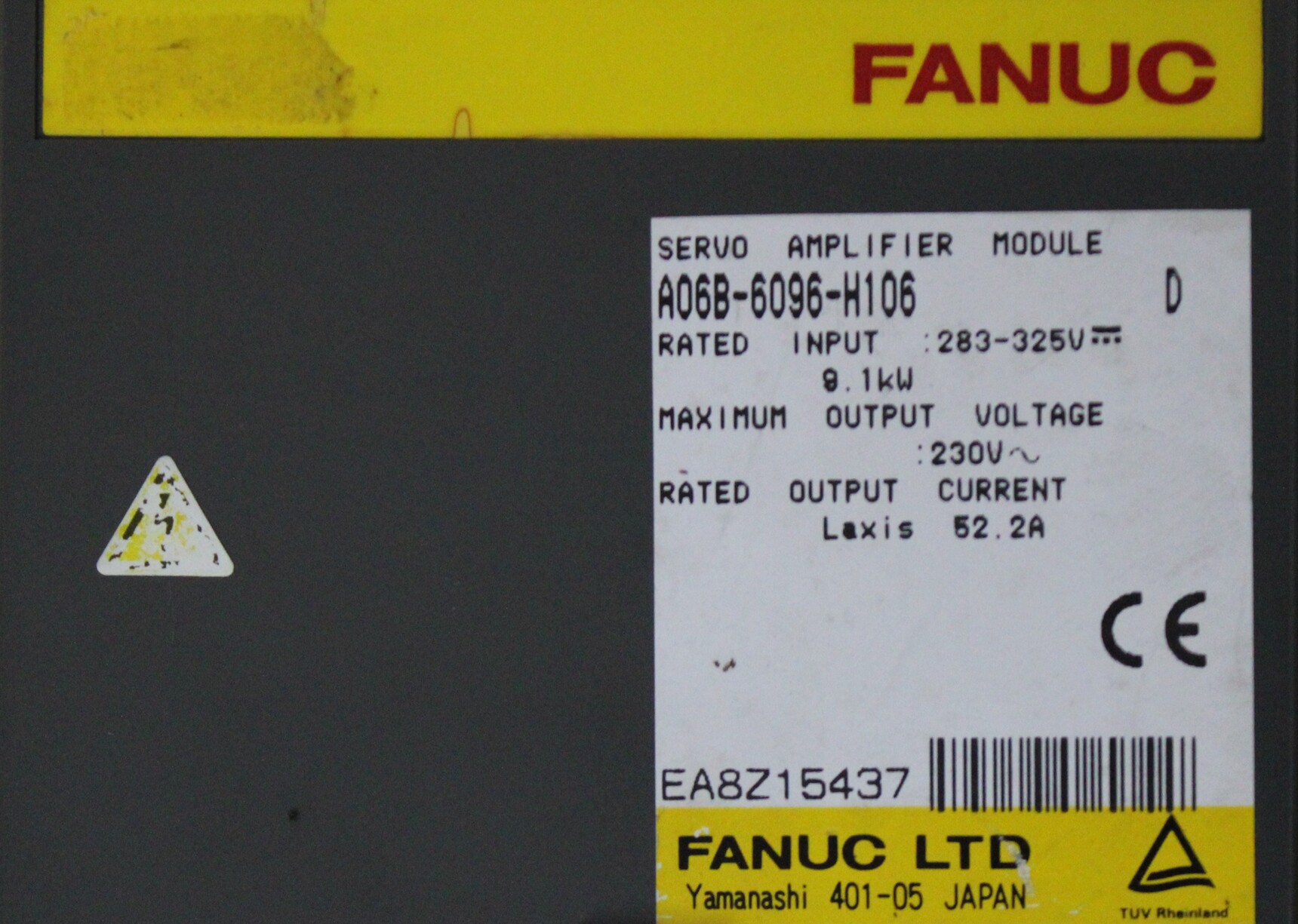 Fanuc A06B-6096-H106 Servo Amplifier Module - Vista Superior | Fanuc A06B-6096-H106