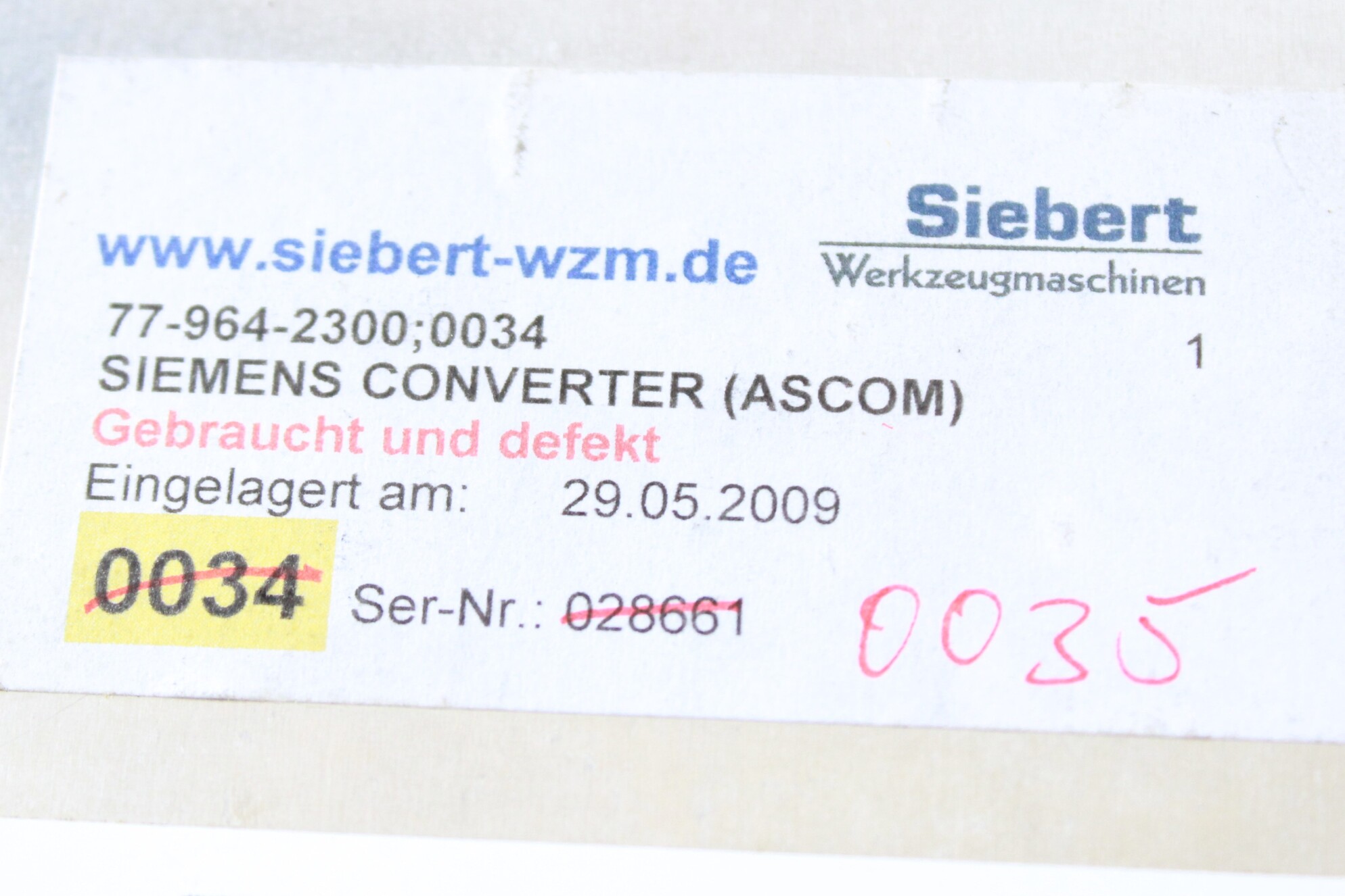 Siemens-Converter Ascom Frako - Vista Superior | Siemens 77-964-2300 / 6FC5247-0AA17-0AA1 77-964-4300