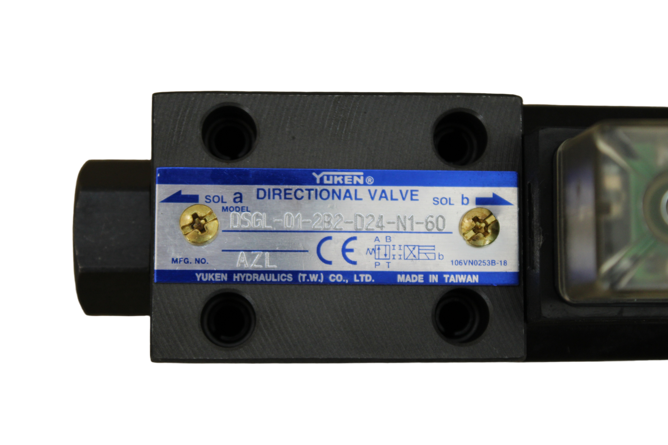 Solenoid Operated Directional Valve - Vista Lateral | Yuken DSGL-01-2B2-D24-N1-60