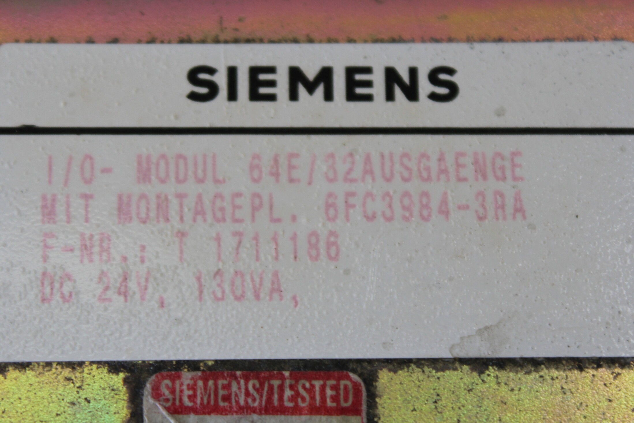 SIEMENS 6FC3984-3RA Input/Output Basic Module - Detalhes | Siemens 6FC3984-3RA