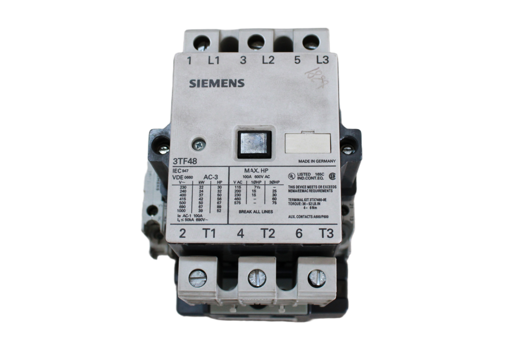 Power Contactor 3TF48 - Vista Lateral | Siemens 3TF48