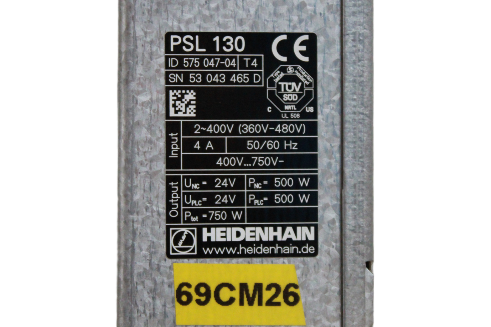 Heidenhain PSL 130 Id.Nr. 575 047-04 Power Supply - Vista Traseira | Heidenhain  PSL 130 Id.Nr. 575 047-04