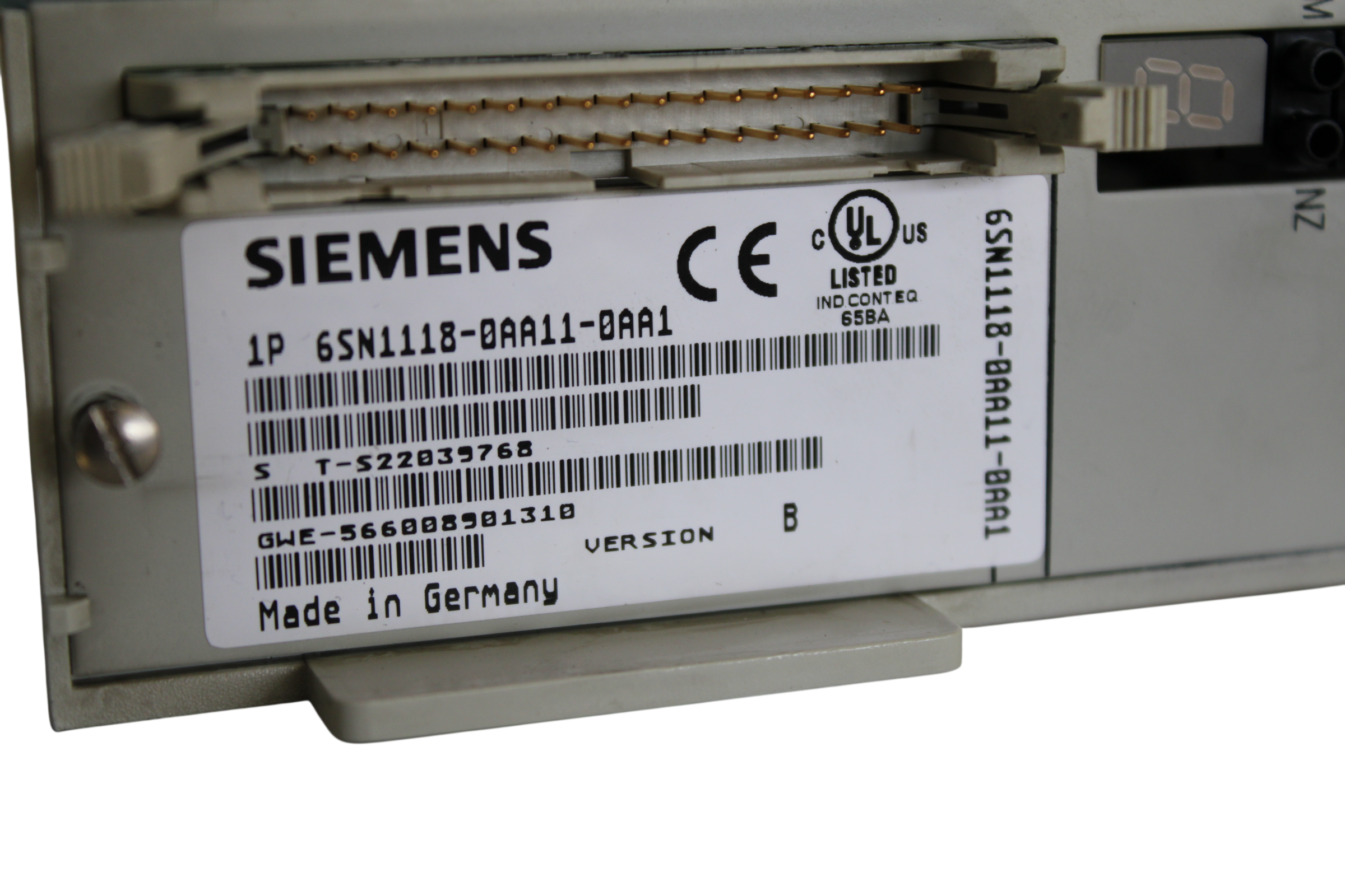 SIEMENS 6SN1118-0AA11-0AA1 single axis drive board - Vista Lateral | Siemens 6SN1118-0AA11-0AA1 